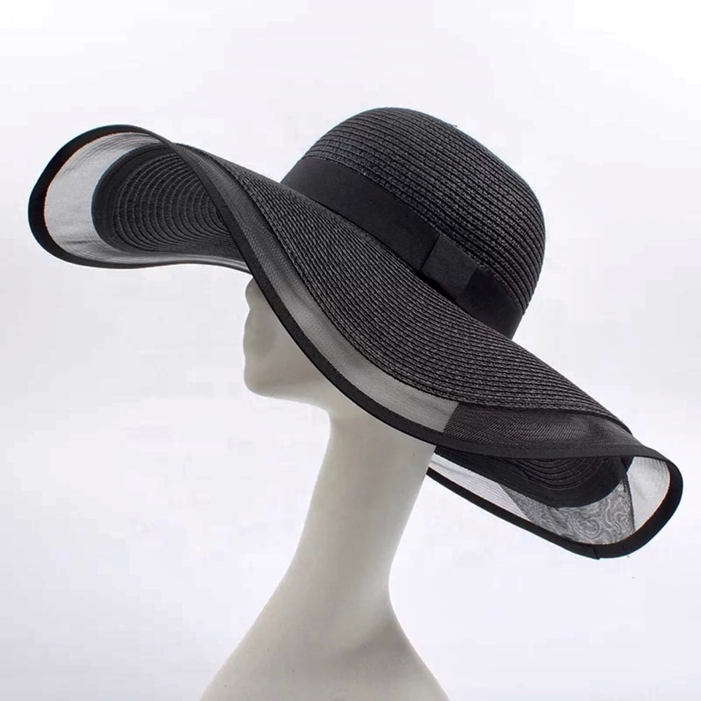 Elegant Vegan Straw Hat: Black
